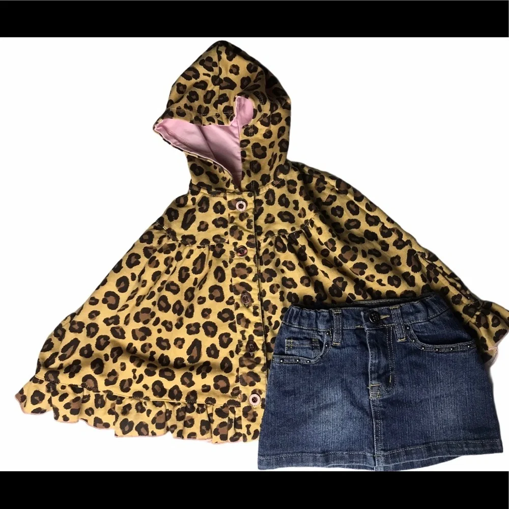 BABY HEADQUARTERS Hooded Cape & Jean Skirt 24M